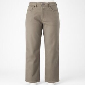 Eileen Fisher Women XL Beige Straight Leg Denim Jeans Baggy Stretch Pull On